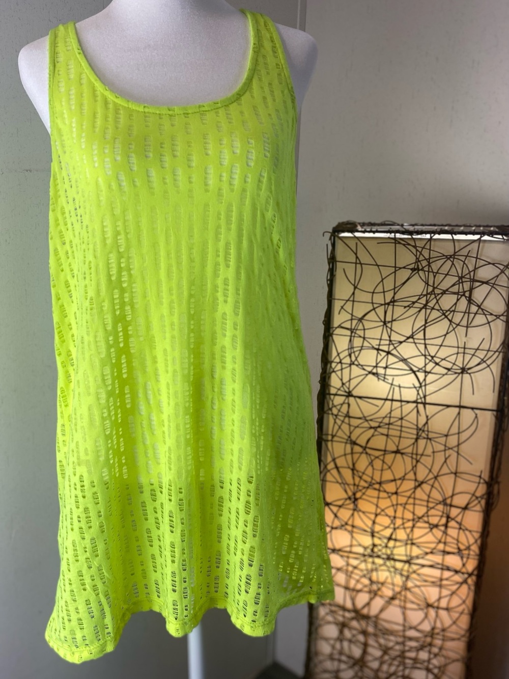 split Neon Lime Cutout Knit Top cover up